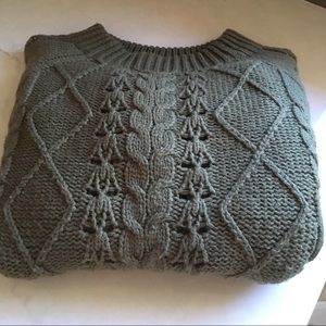 J Crew Olive Cable Sweater - M